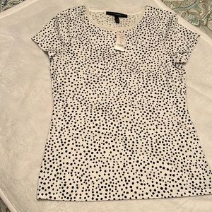 White House Black Market white and black dot t-shirt